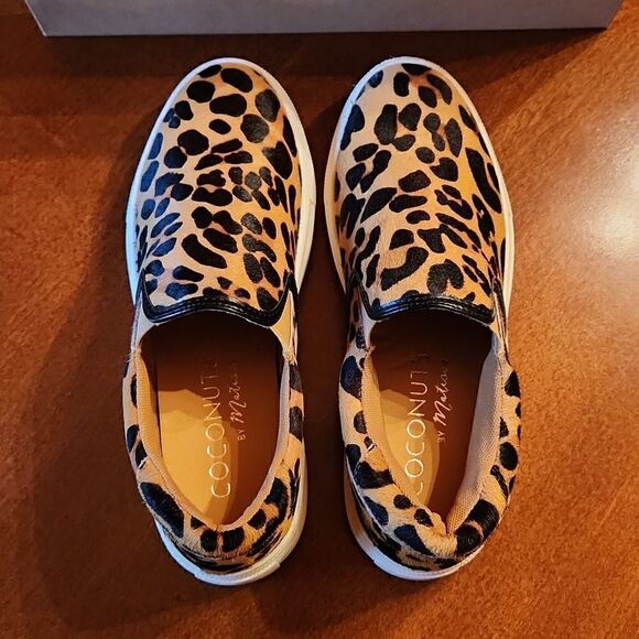 Coconuts by Matisse, 6.5, Leather Fur Leopard Animal Print Slip On Sneaker Flats - Picture 6 of 9
